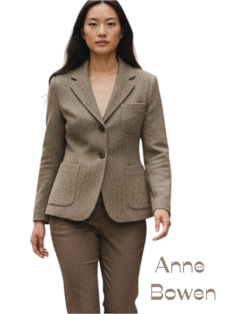 Anne Bowen Tan Brown Tailored Wool Blend Blazer NWT Size 12